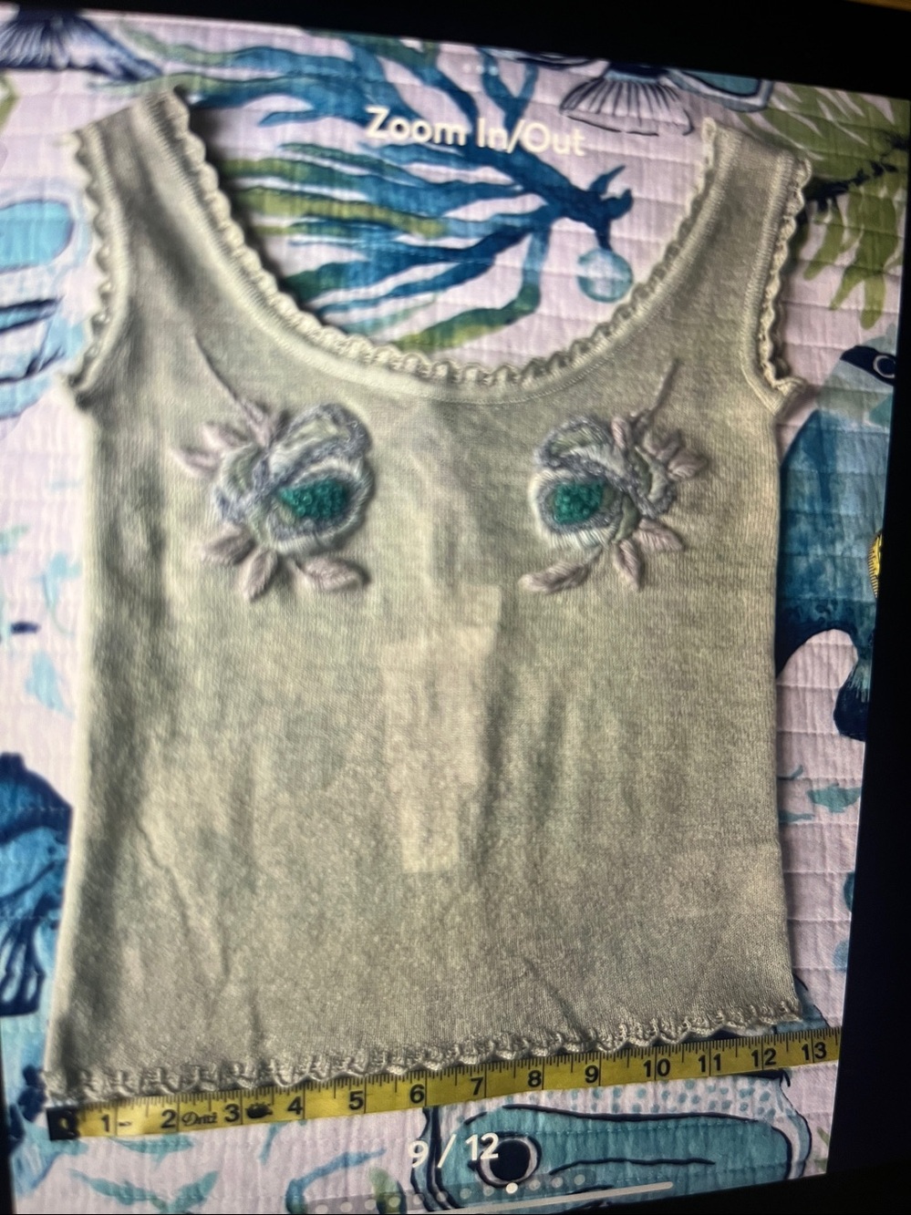 Blumarine wool Mint Floral Embroidered  Tank Top XS - Picture 10 of 12